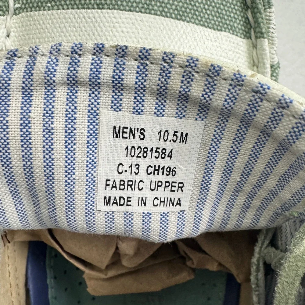 Sperry Top-Sider Striped Canvas Boat Shoes Green White Mens 10.5 M 10281584
